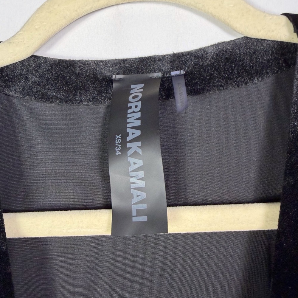 Norma Kamali V Neck Rectangle Gown Black Velvet Maxi Dress Sz XS - Picture 8 of 8